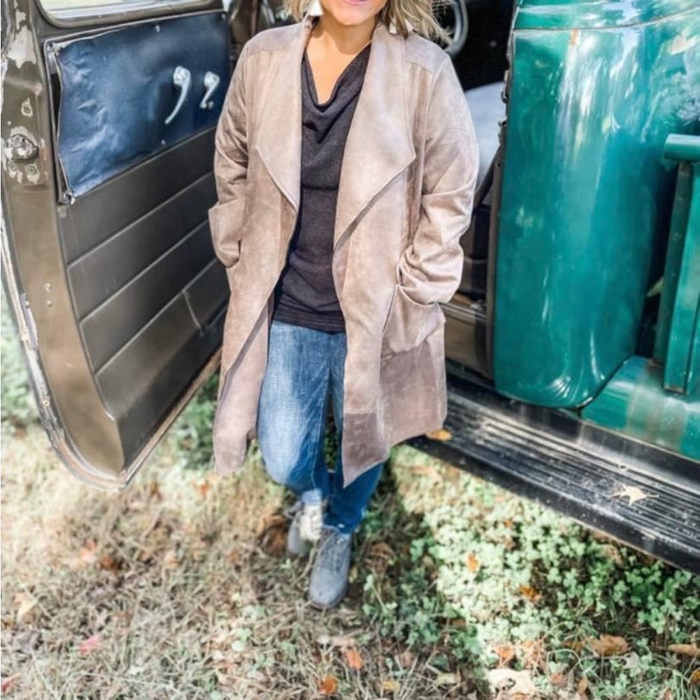 Faux suede blazer
